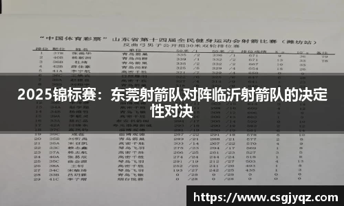 2025锦标赛：东莞射箭队对阵临沂射箭队的决定性对决